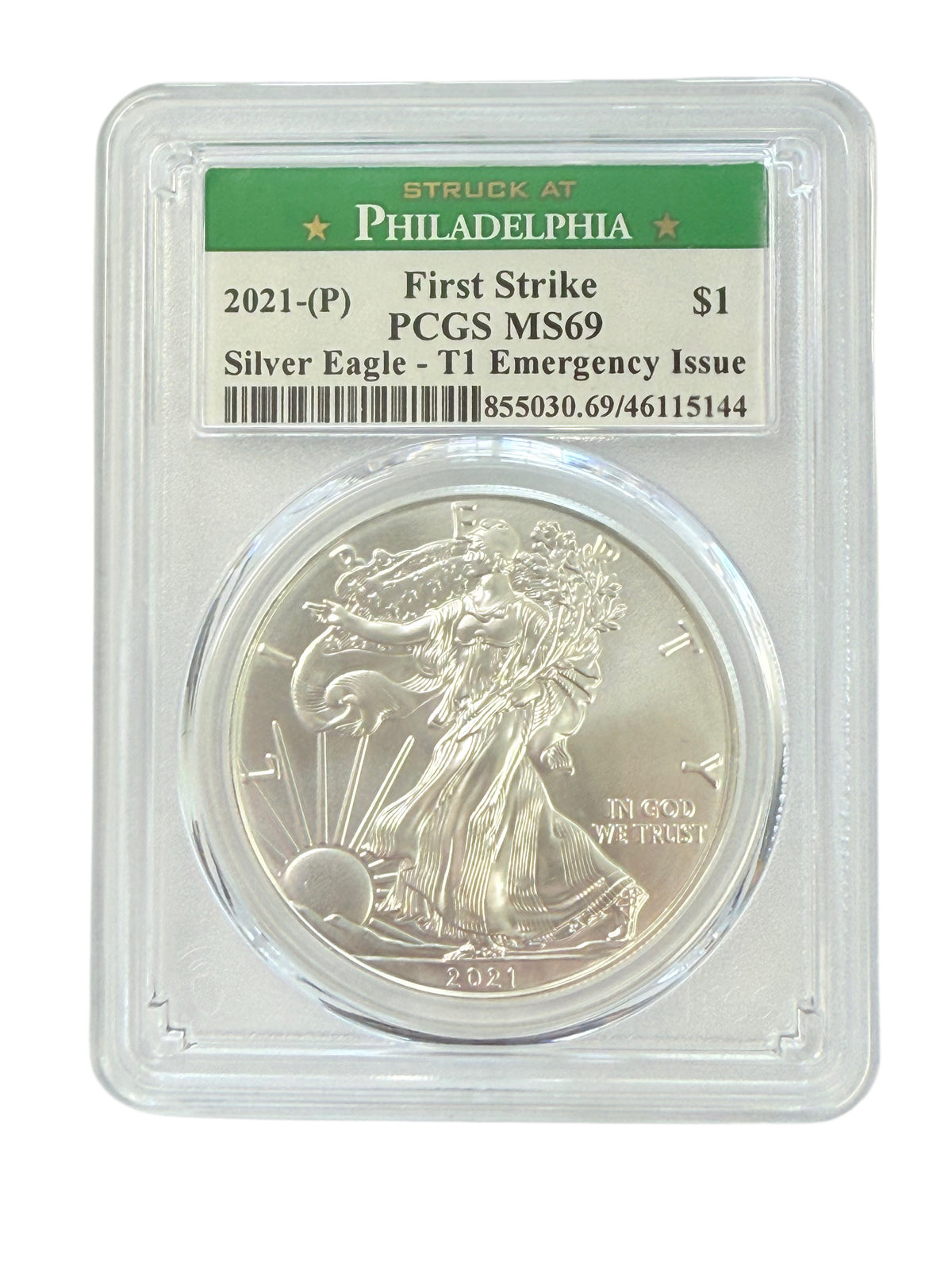 2021-P T1 1 oz American Silver Eagle PCGS MS69 Emergency Issue FS