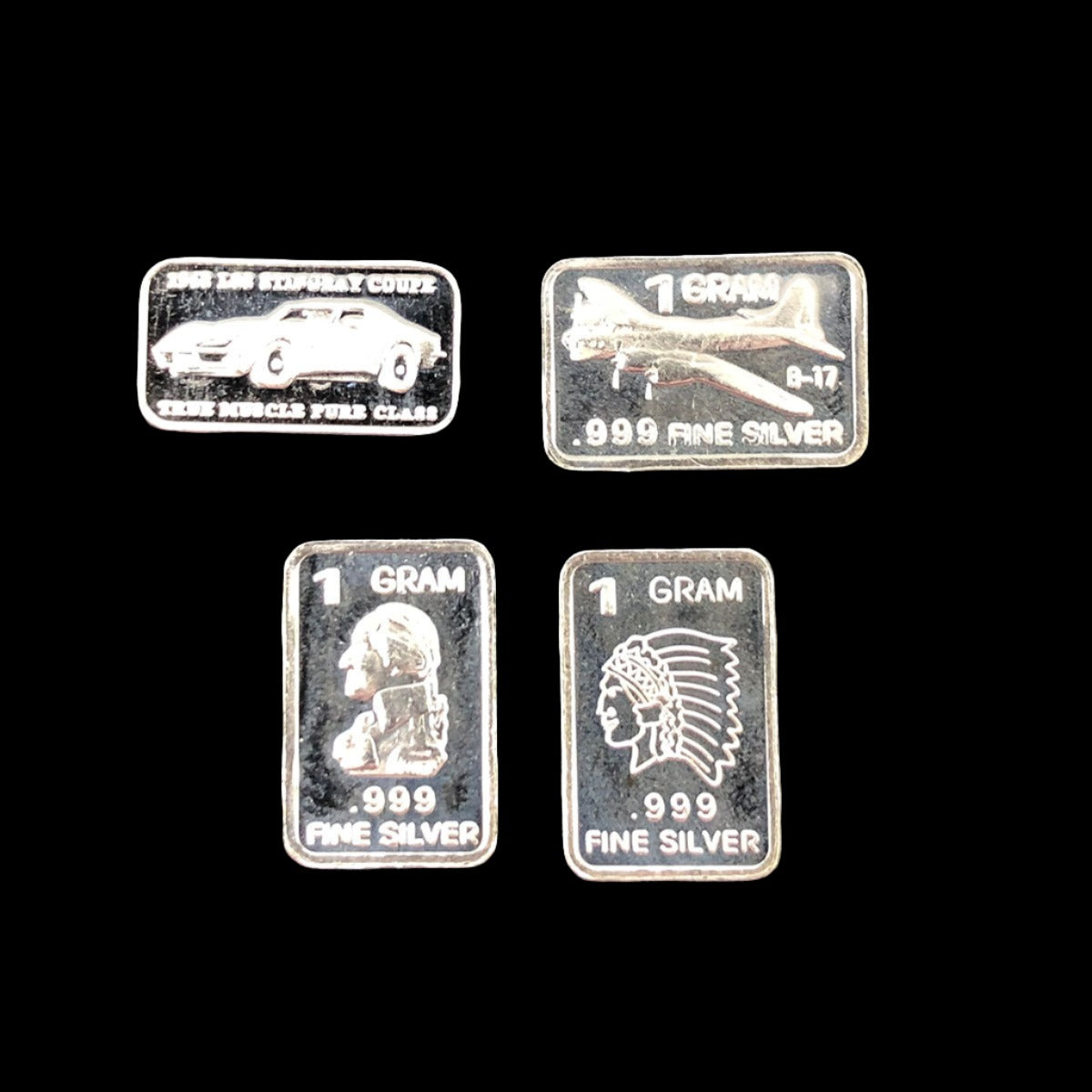Lot of 4 1 g Silver Bars