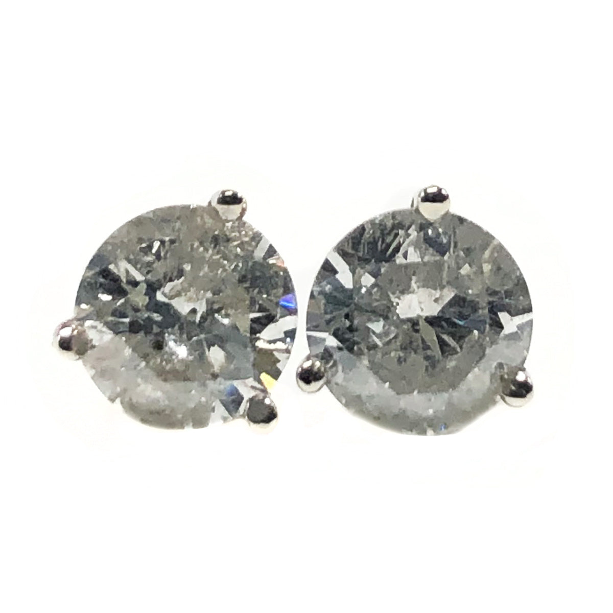 14k White Gold Diamond Stud Earrings (2.06 Carat)