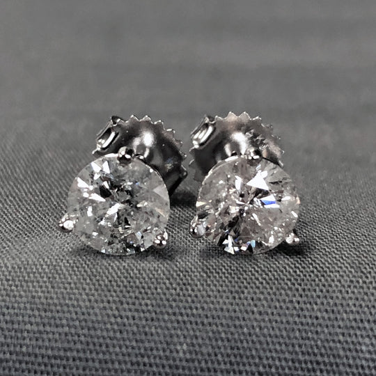 14k White Gold Diamond Stud Earrings (2.06 Carat)