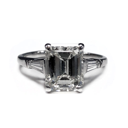 2.21 Carat Emerald Cut Platinum Diamond Ring