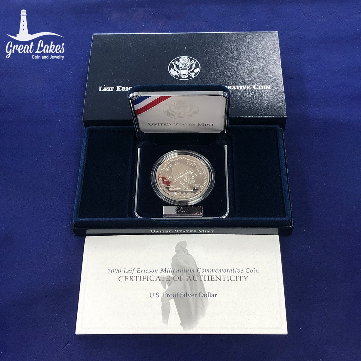 2000-P Leif Ericson Proof Dollar (With Box & CoA)
