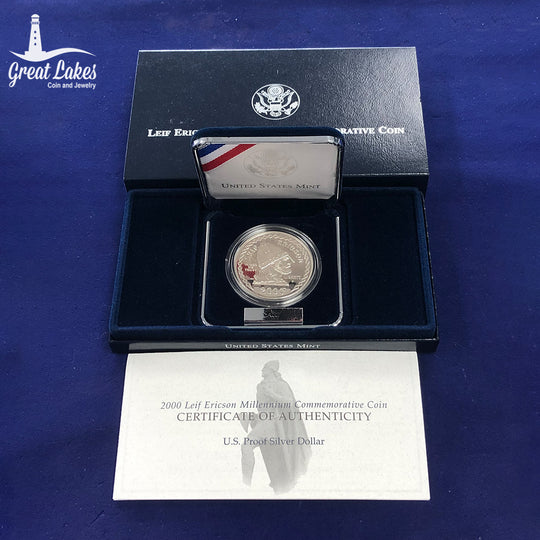 2000-P Leif Ericson Proof Dollar (With Box & CoA)