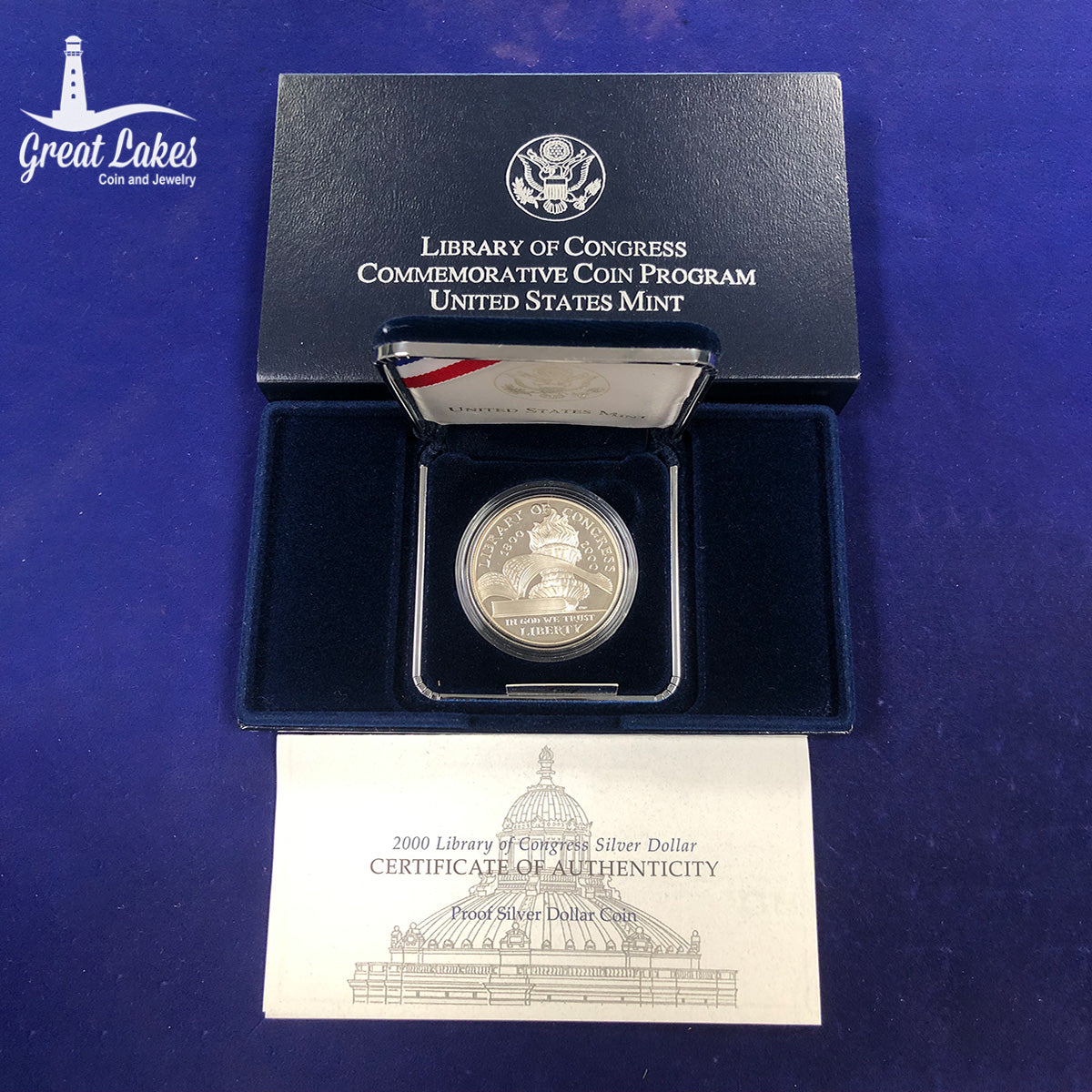 2000-P Library of Congress Proof Dollar (With Box & CoA)