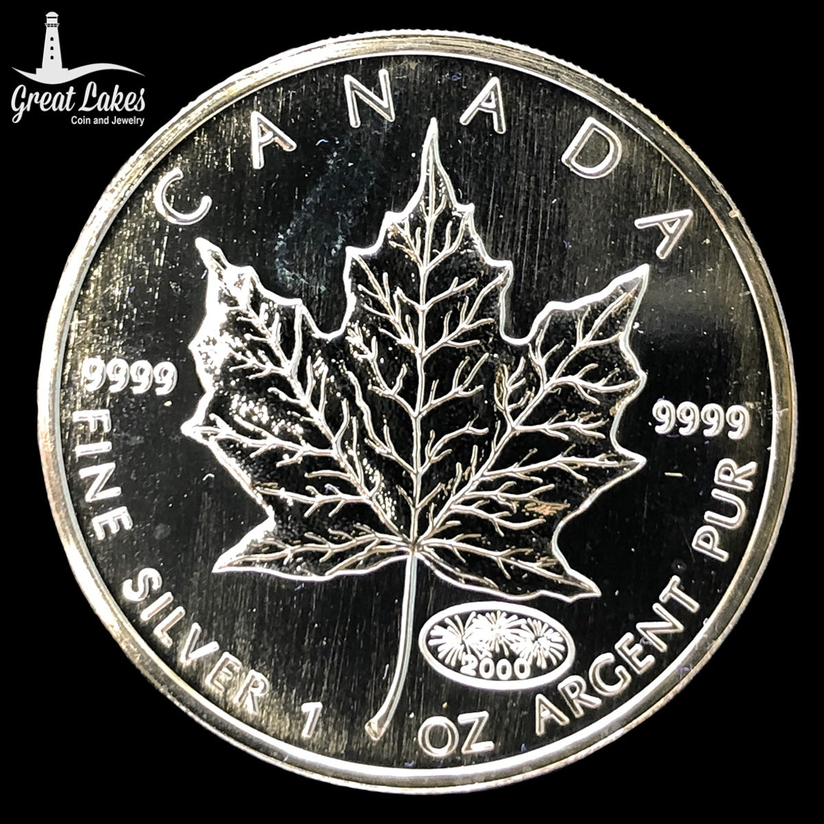 2000 Canadian 1 oz Silver Maple (Fireworks Privy)