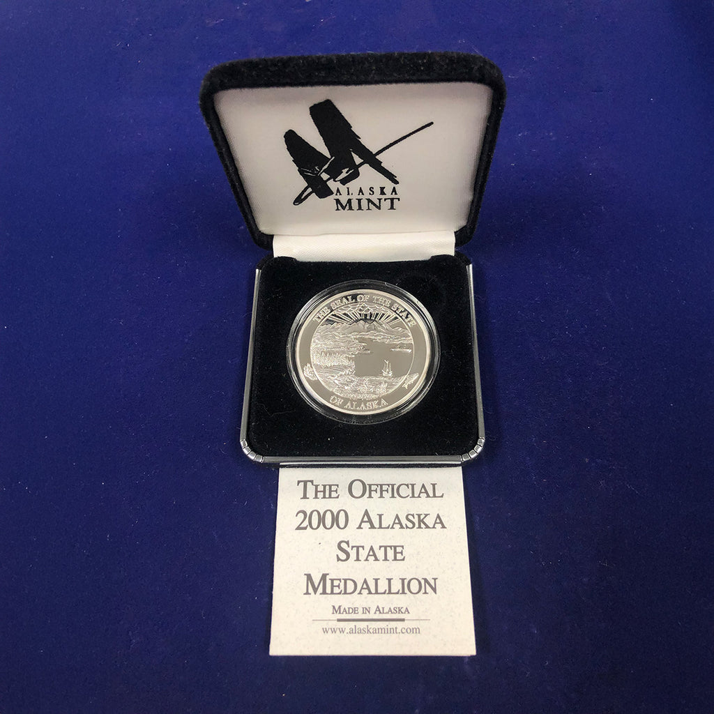 2000 Alaska State Seal Anchorage 1 oz Silver Medal (With Box) - Great Lakes  Coin