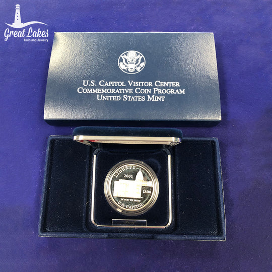 2001–P Capitol Visitors Center $1 Silver Commemorative Proof (With Box NO CoA)