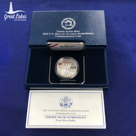 2002-W West Point Proof Commemorative Silver Dollar (With Box & CoA )