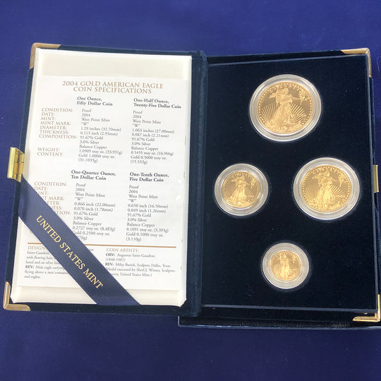 2004-W American Gold Eagle Four Coin Proof Set (With Box & CoA)