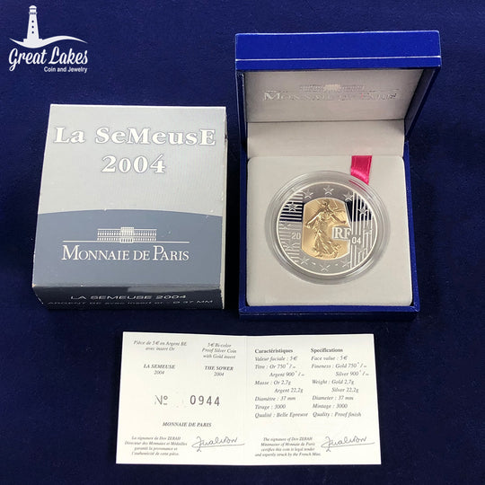 2004 French 5 Euro Silver Proof Seed Sower (With Box & CoA)