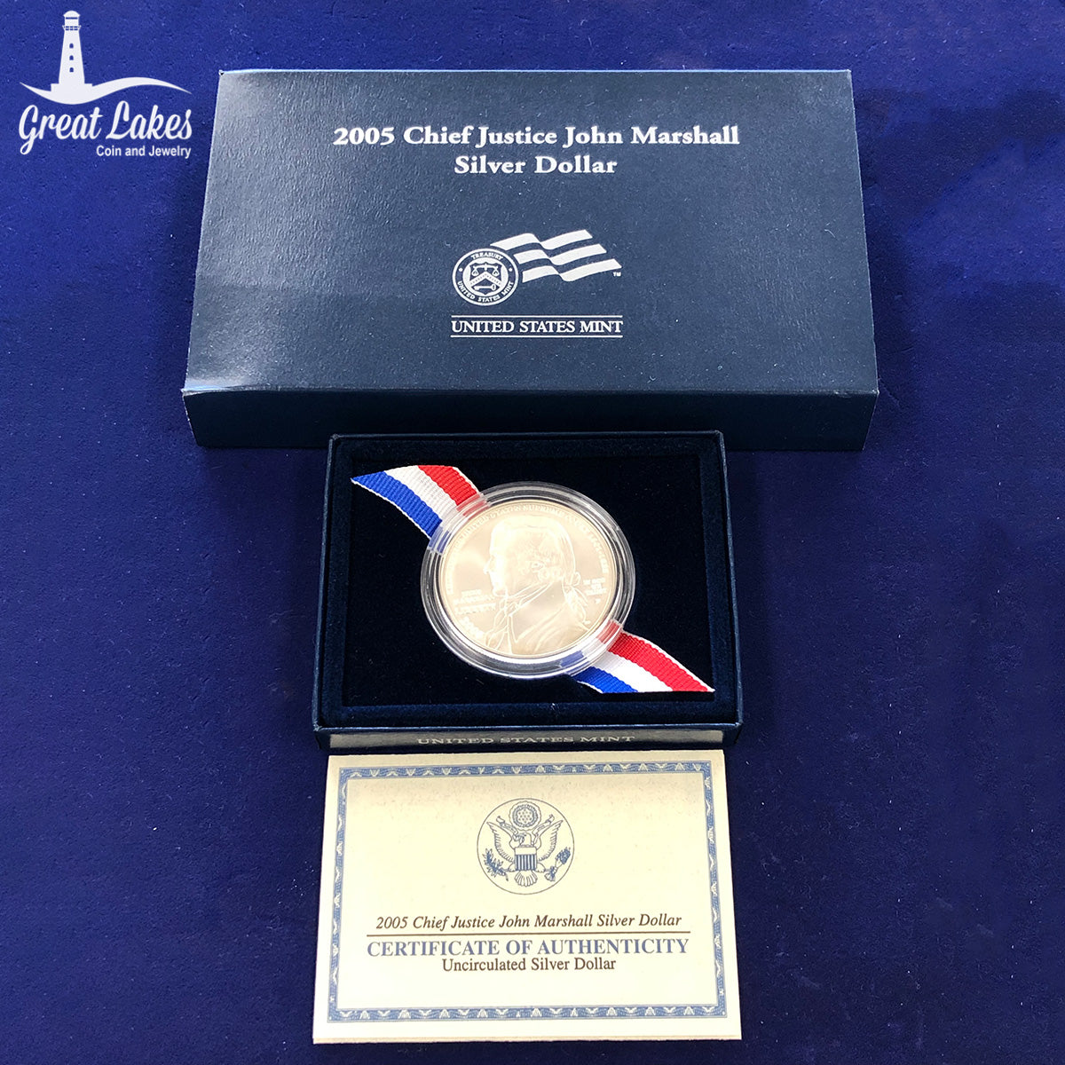 2005-P Chief Justice John Marshall $1 Silver Commemorative (BU) (With Box & CoA)
