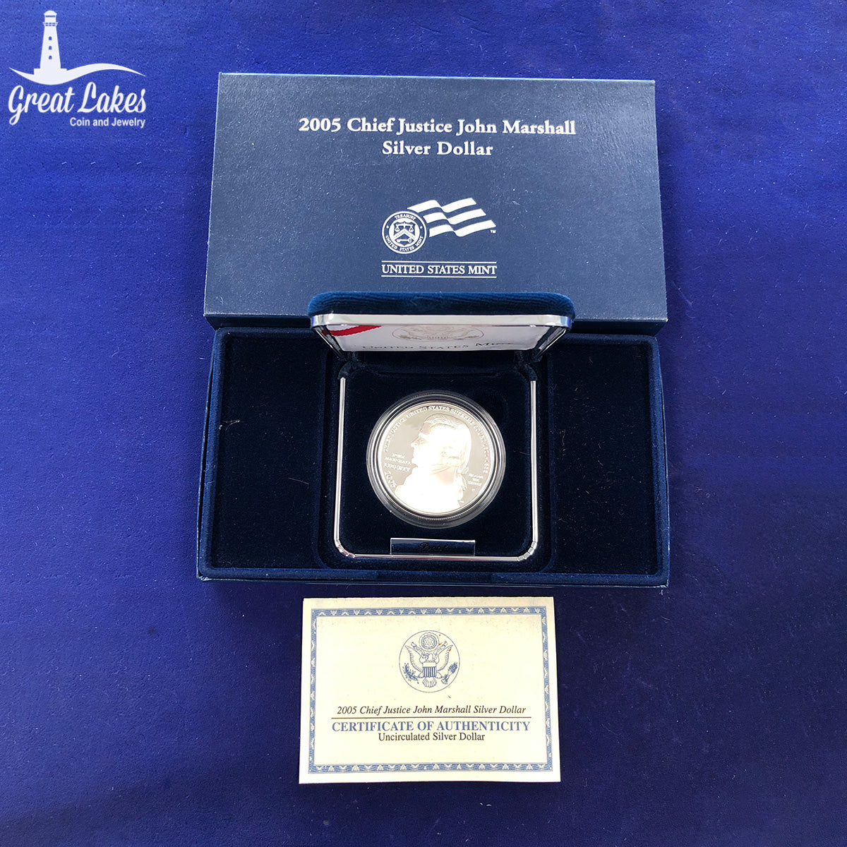 2005-P Chief Justice John Marshall $1 Silver Commemorative Proof (With Box &amp; CoA)