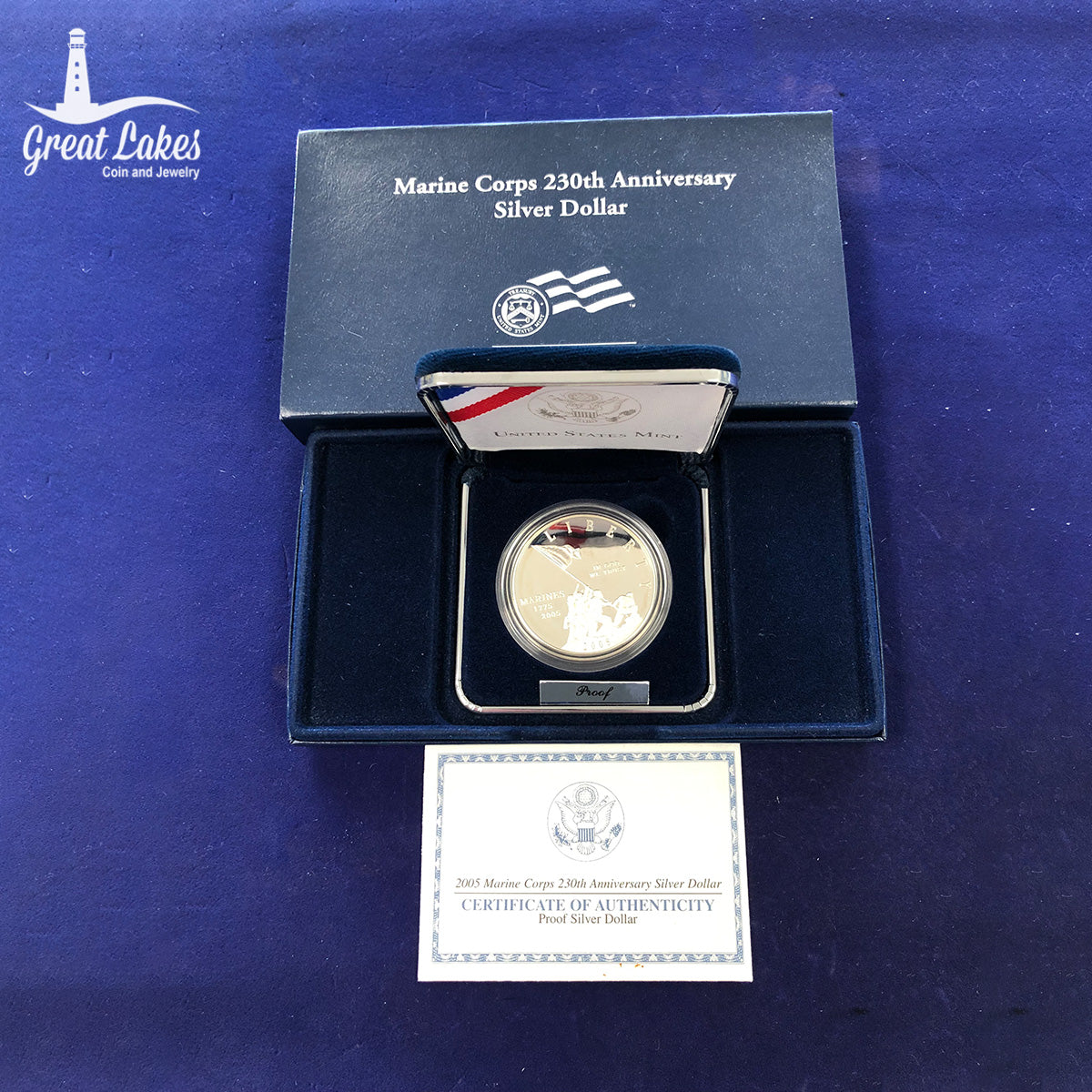 2005-P Marine Corps $1 Silver Commemorative Proof (With Box & CoA)