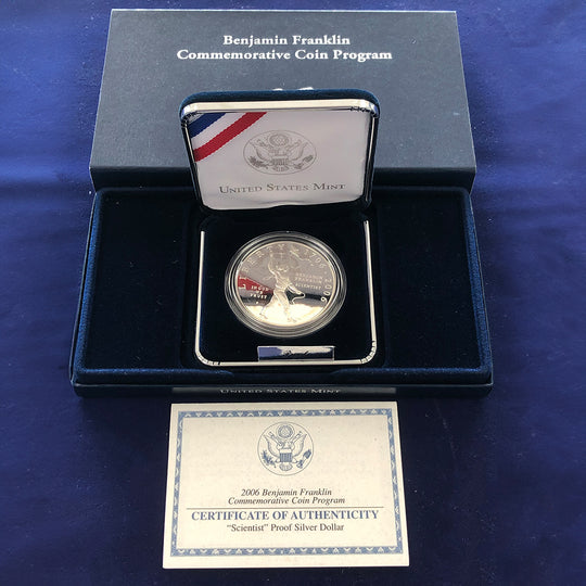 2006-P Benjamin Franklin Scientist Uncirculated Silver Dollar (With Box & CoA)