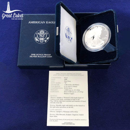 2006-W Proof American Silver Eagle (With Box & CoA)
