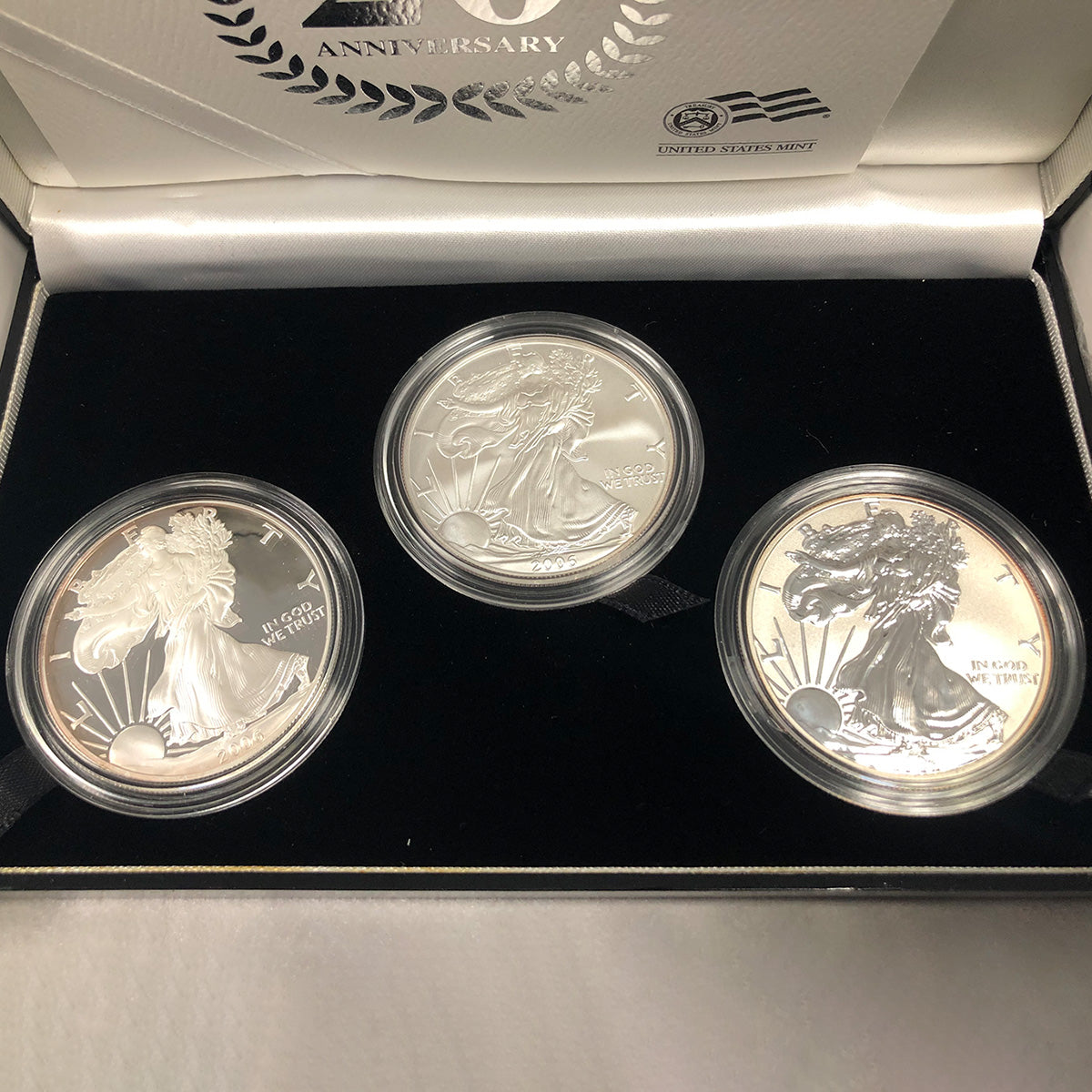 2006 3 Piece Proof American Silver Eagle Anniversary Set (With Box & CoA)