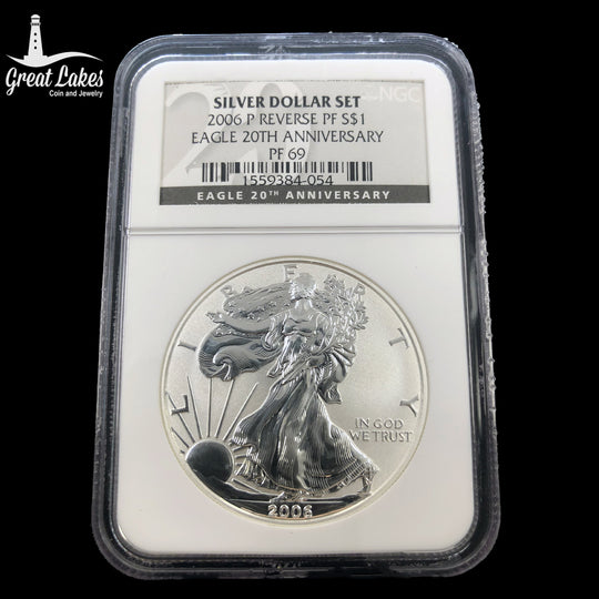 2006 P Reverse Proof 1 oz American Silver Eagle NGC PF69 20th Anniversary Holder