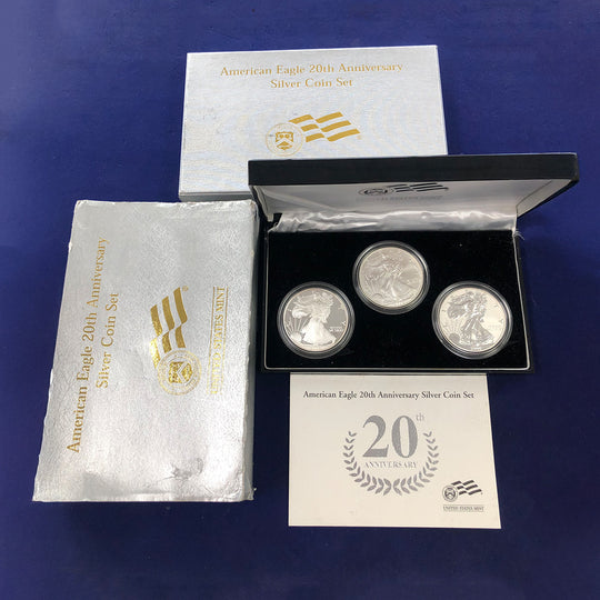 2006-W 3 Coin 20th Anniversary American Silver Eagle Set (Incomplete Box)