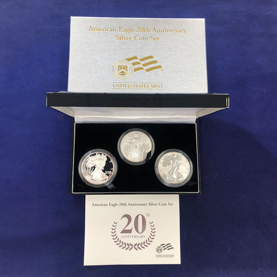 2006-W 3 Coin 20th Anniversary Proof American Silver Eagle Set (With Box & CoA)