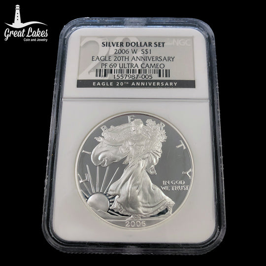2006-W 1 oz American Silver Eagle NGC PF69 Ultra Cameo 20th Anniversary Holder