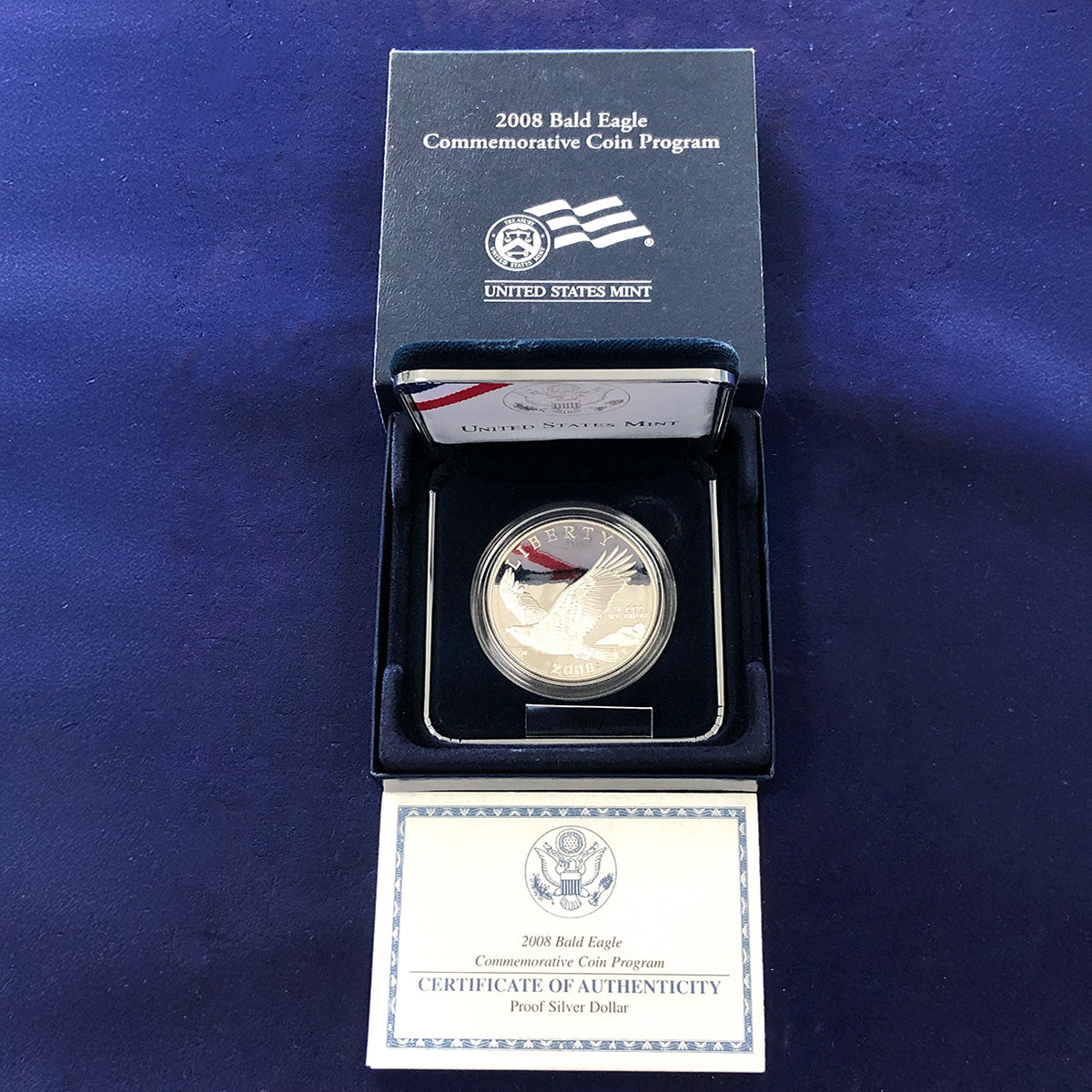 2008-P Bald Eagle $1 Silver Commemorative Proof (With Box &amp; COA)