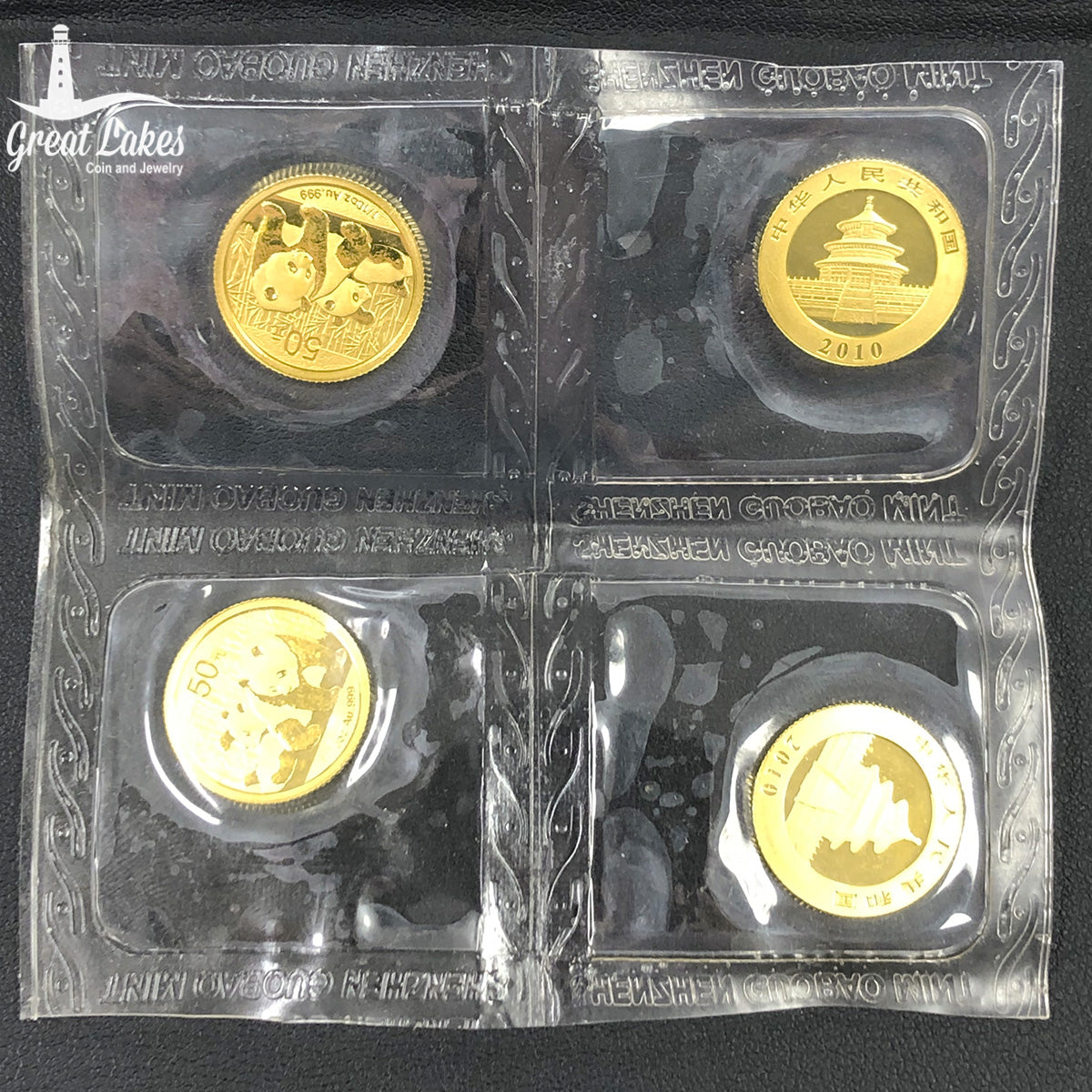 Lot of 4 2010 Chinese 1/10 oz Gold Pandas (BU)