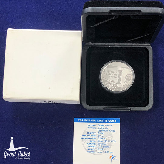 2010 Aruba California Lighthouse 5 Florin Proof (With Box & CoA)