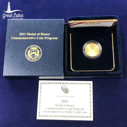 2011-P $5 Medal of Honor Gold Uncirculated Commemorative (With Box & CoA)