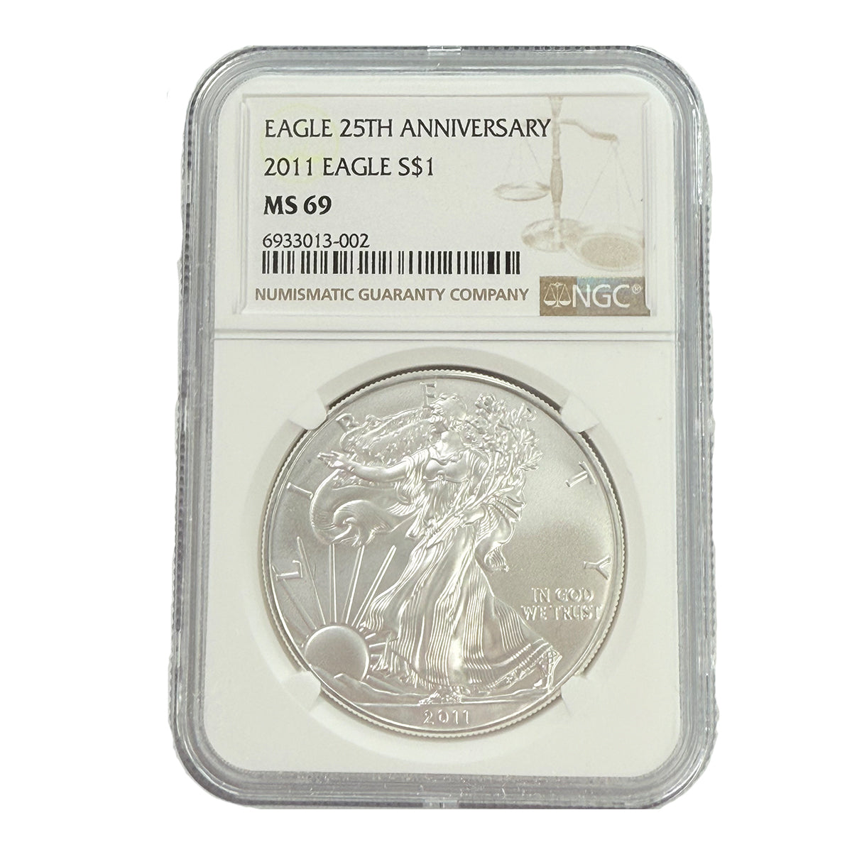 2011 1 oz American Silver Eagle 25th Anniversary NGC MS69