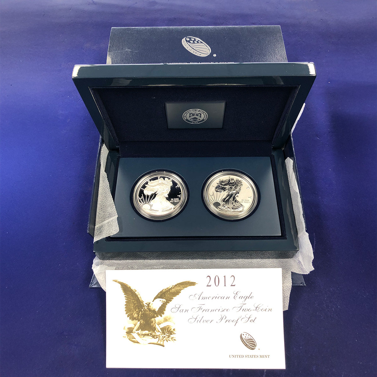 2012-S Two Coin American Silver Eagle Set (75th Anniversary) (With Box & CoA)