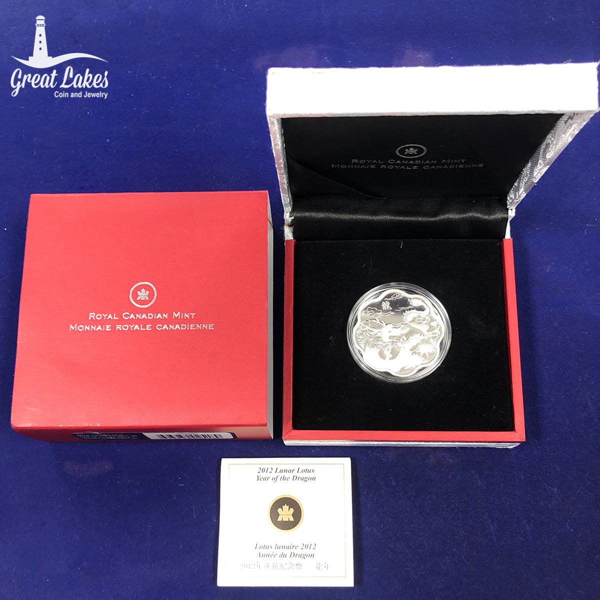 2012 Canadian $15  Lunar Lotus Year of the Dragon (With Box & CoA)