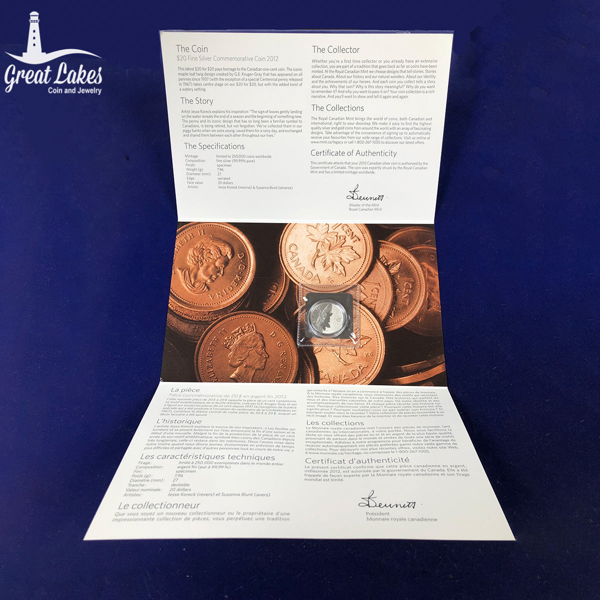 2012 Canadian $20 Silver Farewell To The Penny (With Box & CoA)