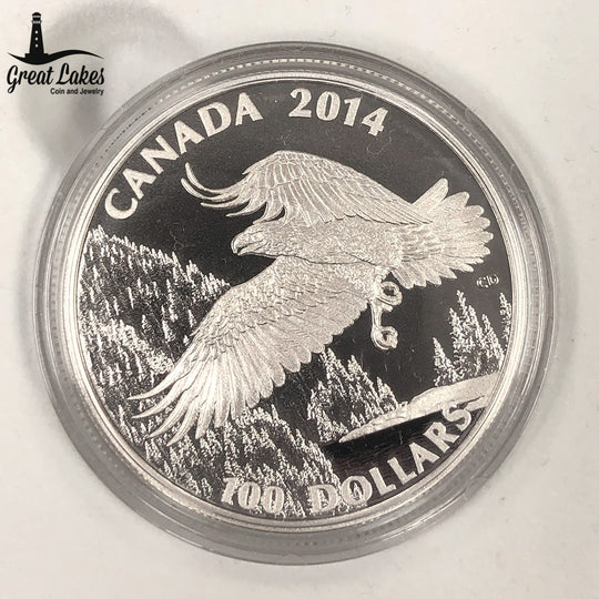 2014 Canadian $100 1 oz Silver Bald Eagle (With Box & CoA)