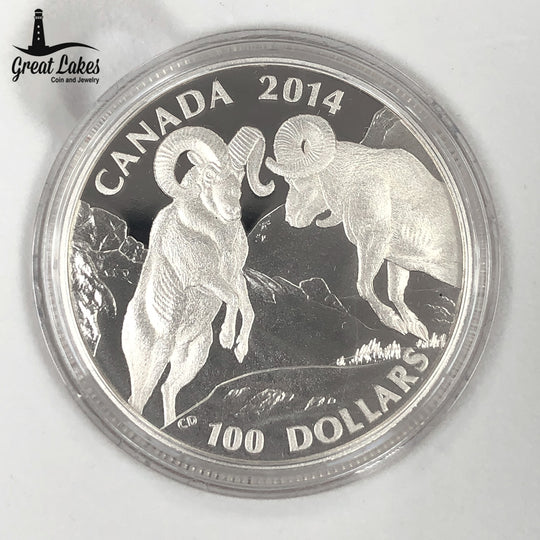 2014 Canadian $100 1 oz Silver Bighorn Sheep (With Box & CoA)