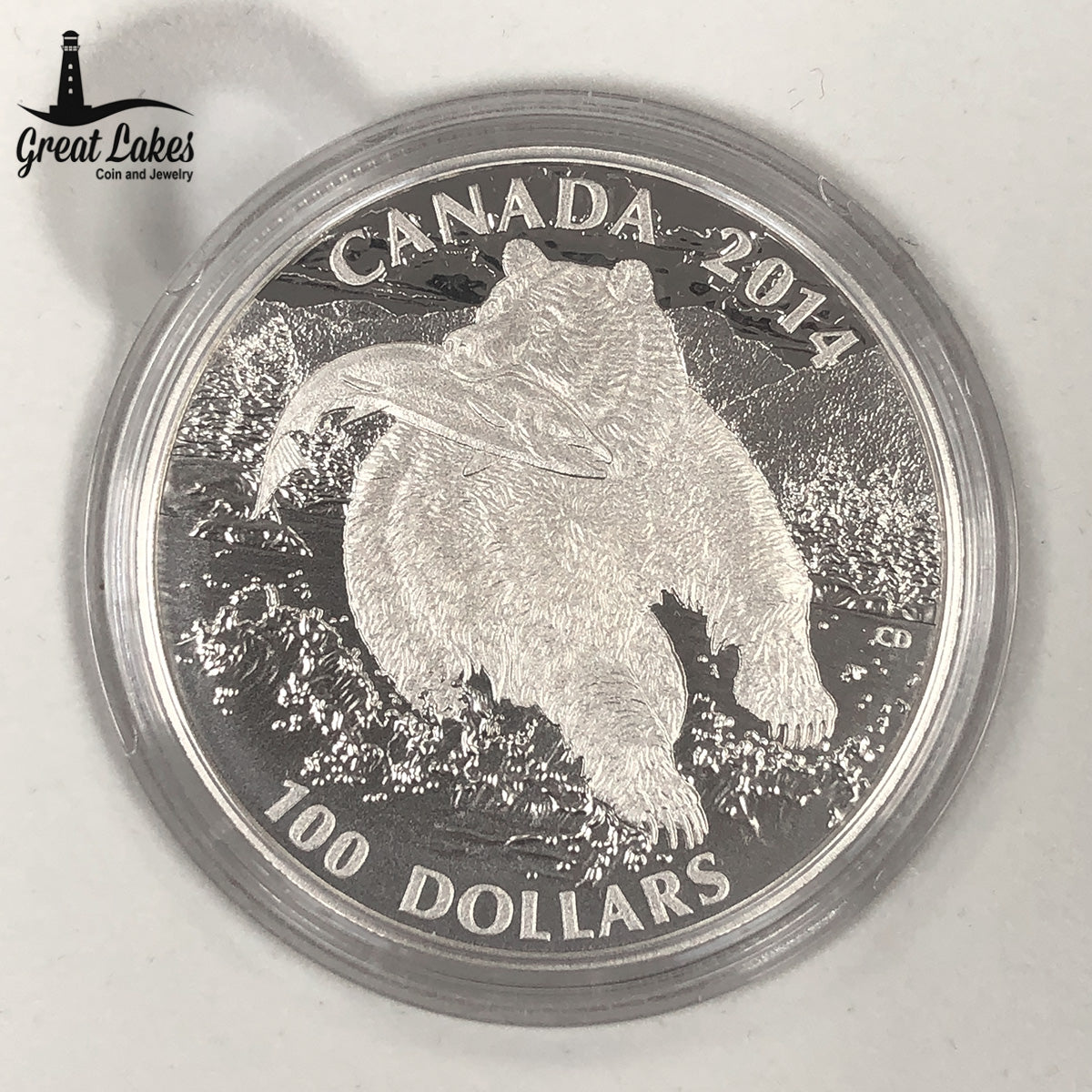 2014 Canadian $100 1 oz Silver Grizzly Bear (With Box & CoA)