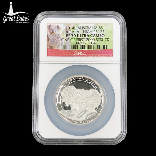 2014 High Relief $1 Silver Koala NGC PF70 Ultra Cameo (With Box & CoA)