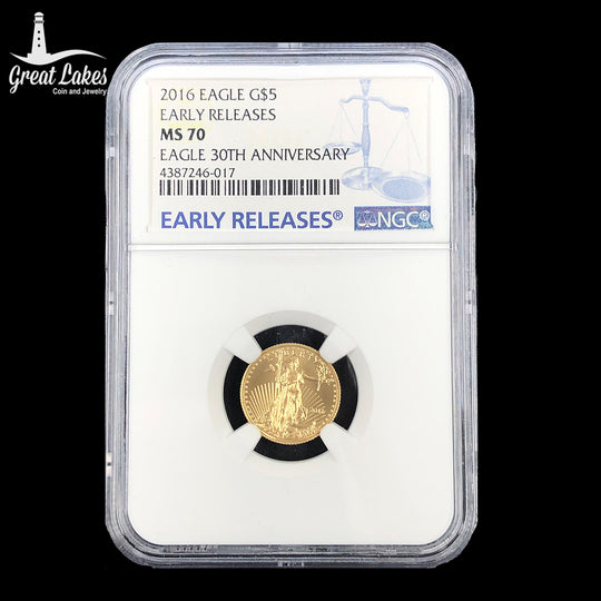 2016 $5 American Gold Eagle NGC MS70 30th Anniversary