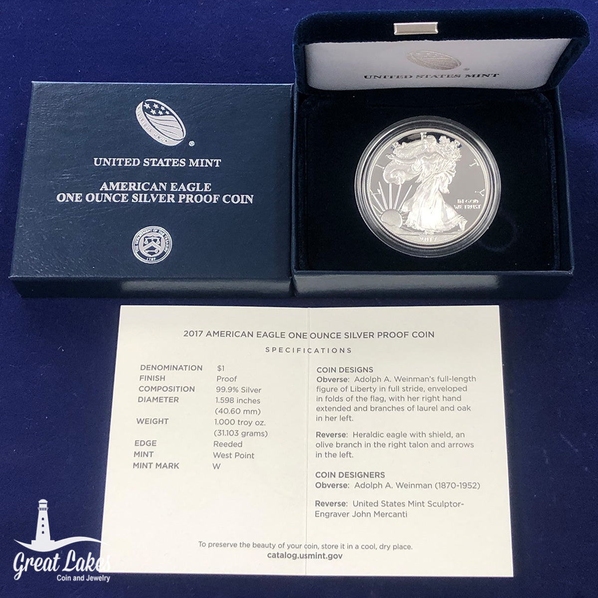 2017 Proof American Silver Eagle (With Box & CoA)