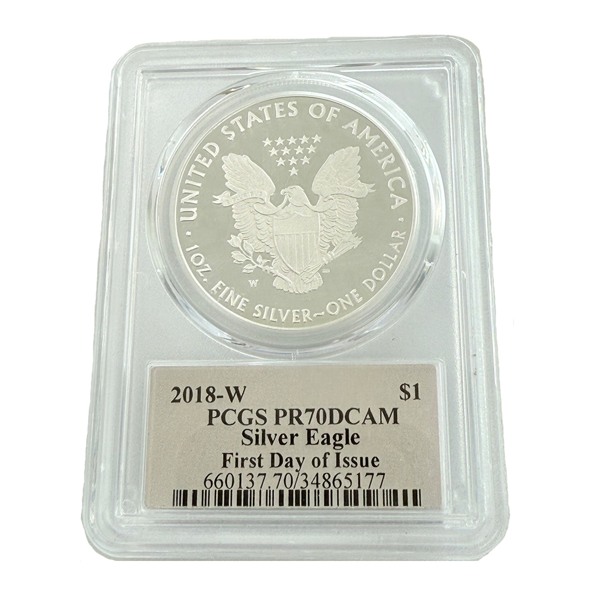 2018-W 1 oz American Silver Eagle PCGS PR70 DCAM