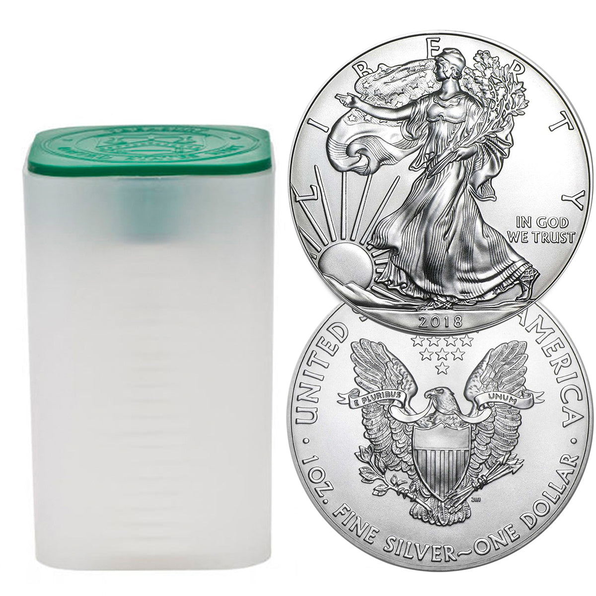 Tube of 2018 1 oz American Silver Eagles (BU)