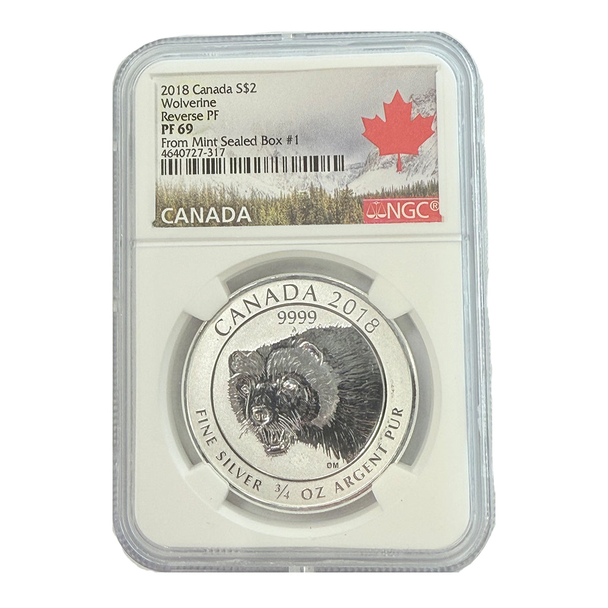 2018 Canada 3/4 oz Silver Wolverine NGC Reverse Proof PF69 - Great
