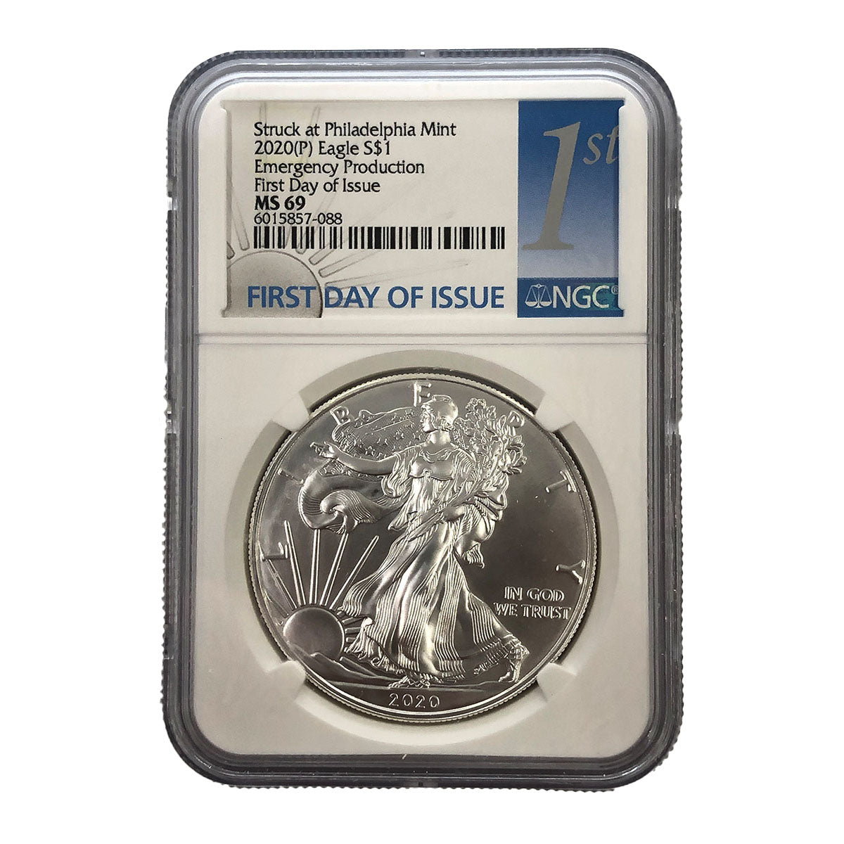 2020 (P) 1 oz American Silver Eagle Emergency Production NGC MS69 FDOI
