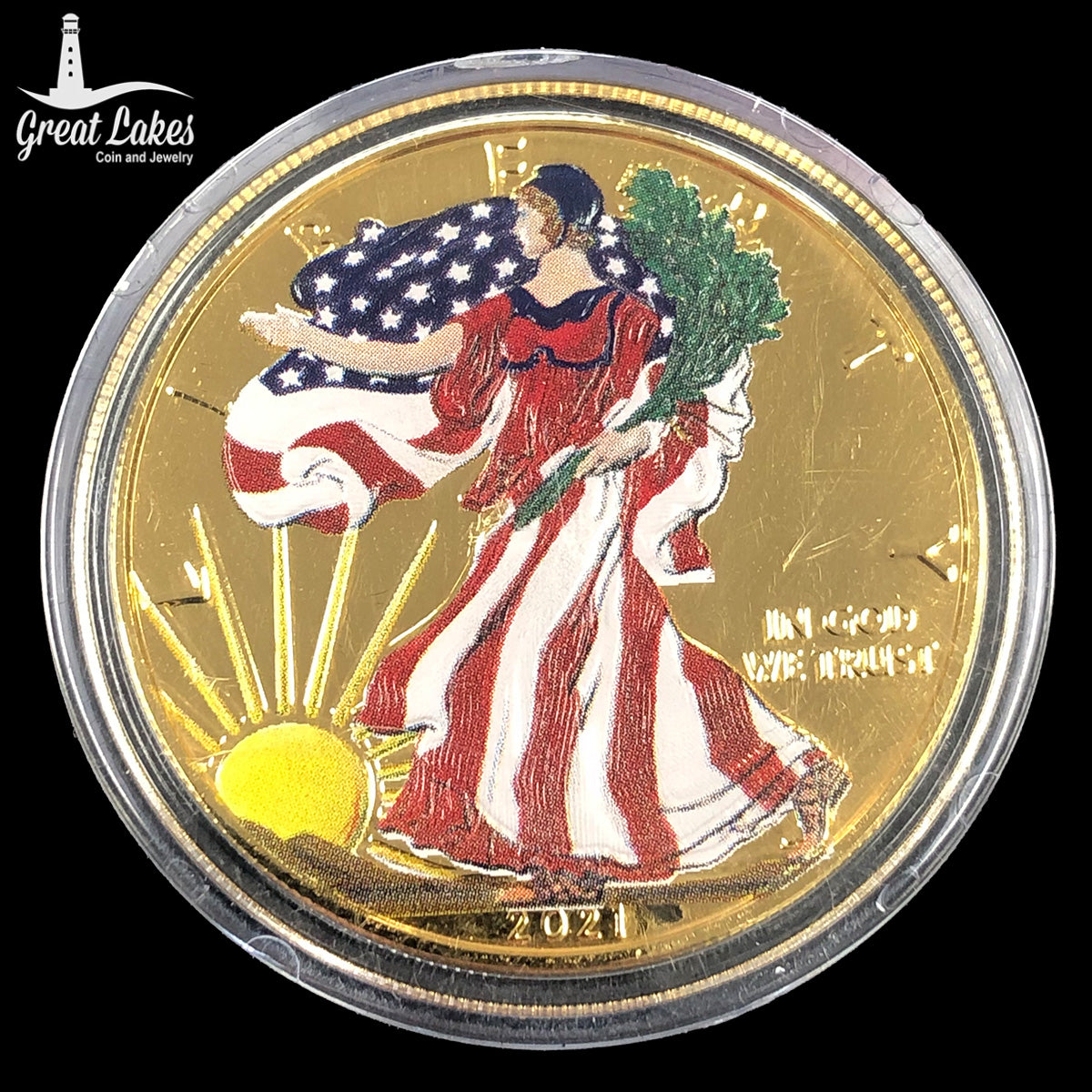 Colorized Ase 2021 1 oz Type 1 Colorized American Silver Eagle - Great Lakes Coin