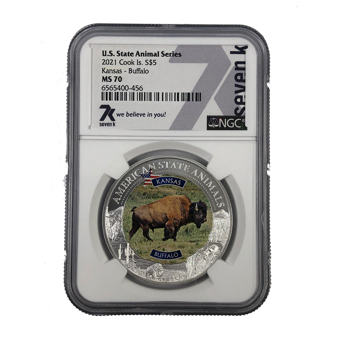 2021 Cook Island 1 oz Silver Kansas Buffalo NGC MS70