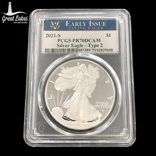 2021-S Type 2 $1 American Silver Eagle PCGS PR70 DCAM Early Issue
