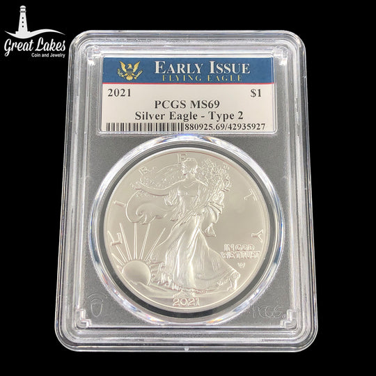 2021 Type 2 $1 American Silver Eagle PCGS MS69 Early Release