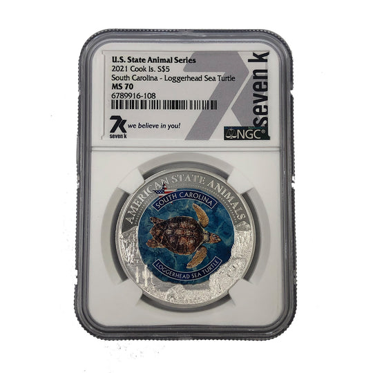2021 1 oz Cook Island South Carolina Loggerhead Sea Turtle NGC MS70