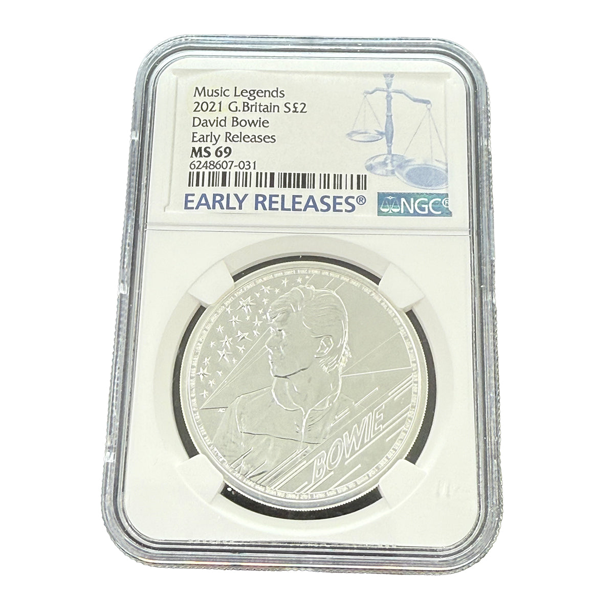 2021 British 1 oz Silver David Bowie NGC MS69 ER