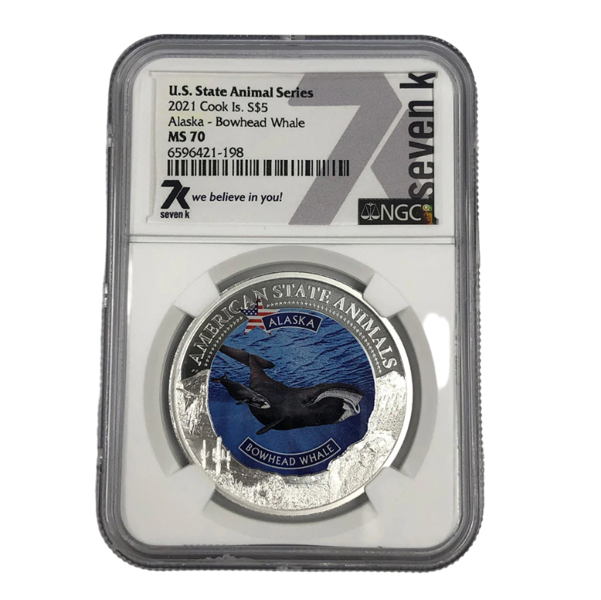2021 Cook Island 1 oz Silver Alaska Bowhead Whale NGC MS70