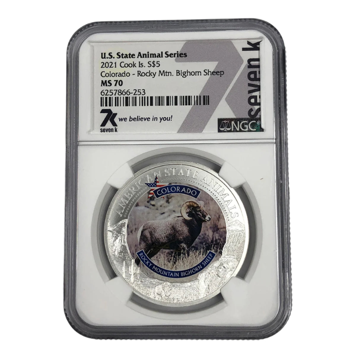 2021 Cook Island 1 oz Silver Colorado Rocky Mountain Bighorn Sheep NGC MS70